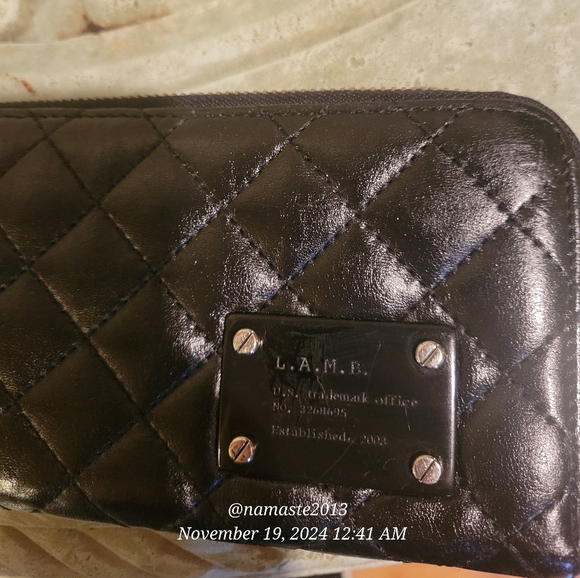 L.A.M.B. Gwen Stefani Leather Quilted Wallet Luxury Designer Vintage Celeb #62 - Picture 3 of 13